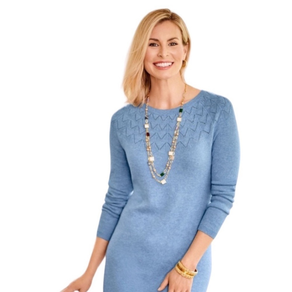 Talbot's Women's Midi Sweater Dress in French Iris Blue Petite XL NWT